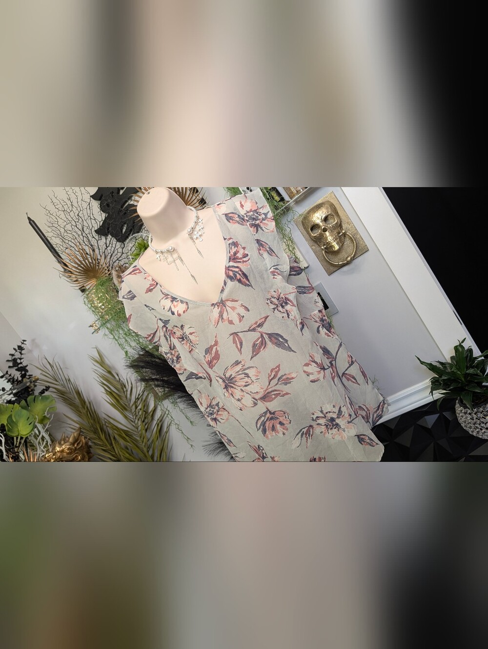 Motherhood Maternity Floral Sheer Blouse Top SM